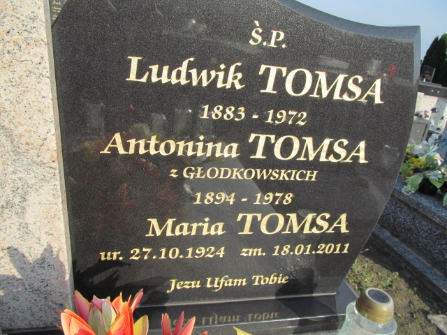 Maria TOMSA  1924 Lubaczów - Grobonet - Wyszukiwarka osób pochowanych