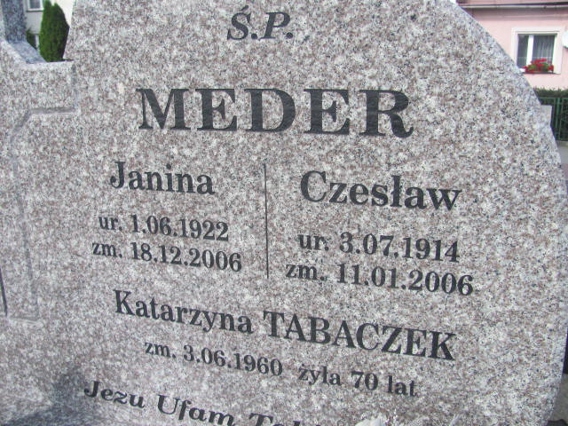 Janina MEDER 1922 Lubaczów - Grobonet - Wyszukiwarka osób pochowanych